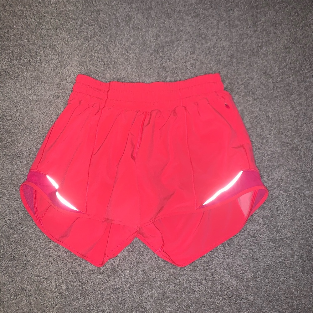 NEON PINK/ORANGE LULULEMON SHORTS!!! SIZE 4